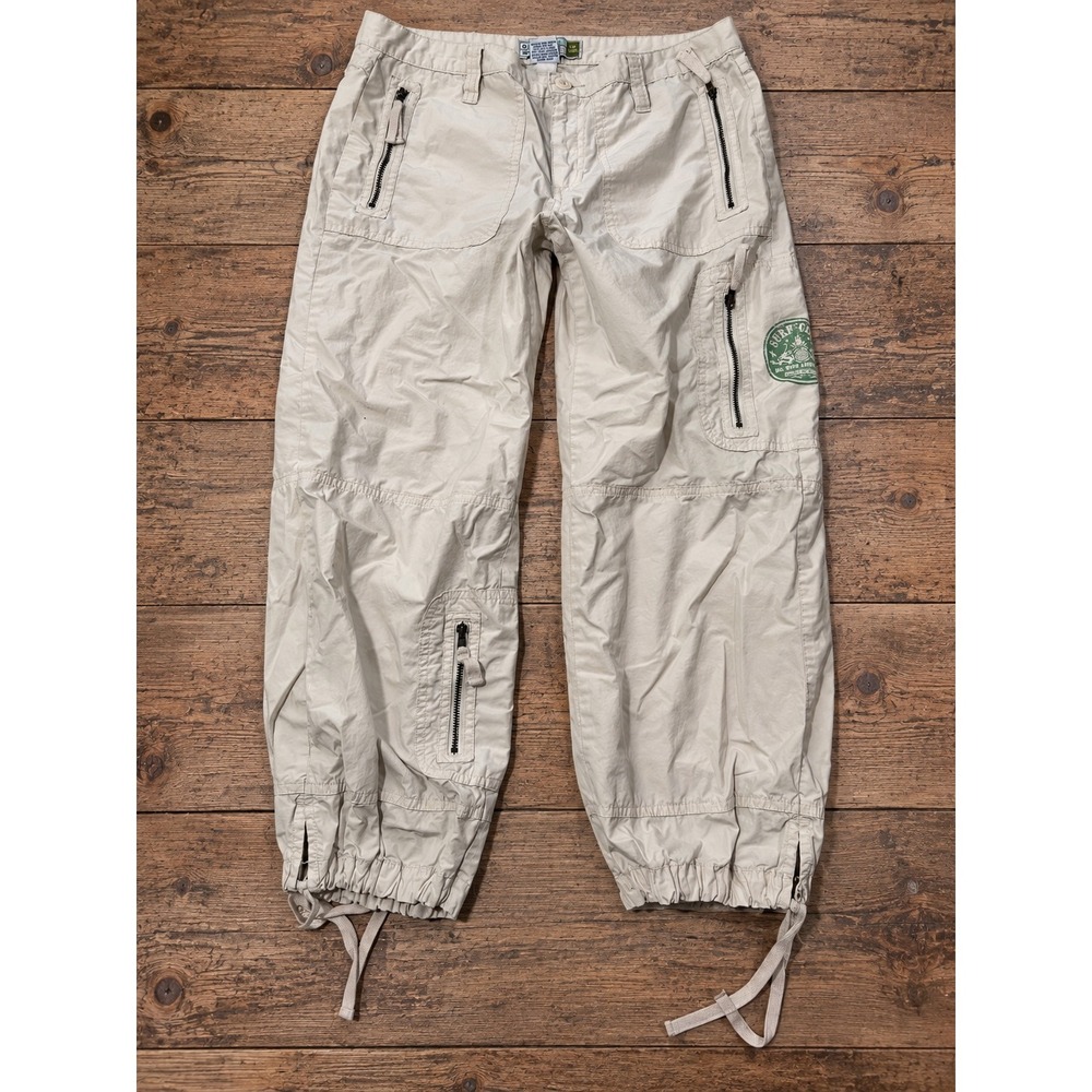 Y2K 2000s Old Navy Low Rise Cargo Pants Graphic Utility Capri 6 Gorpcore Skater